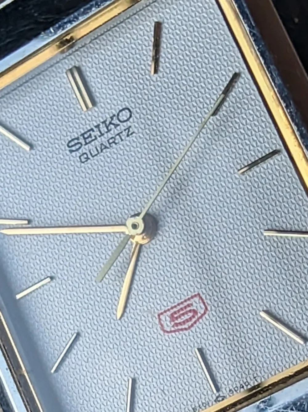 Seiko 5 Quartz Tank Watch Mens - Silver Dial Stainless Bracelet